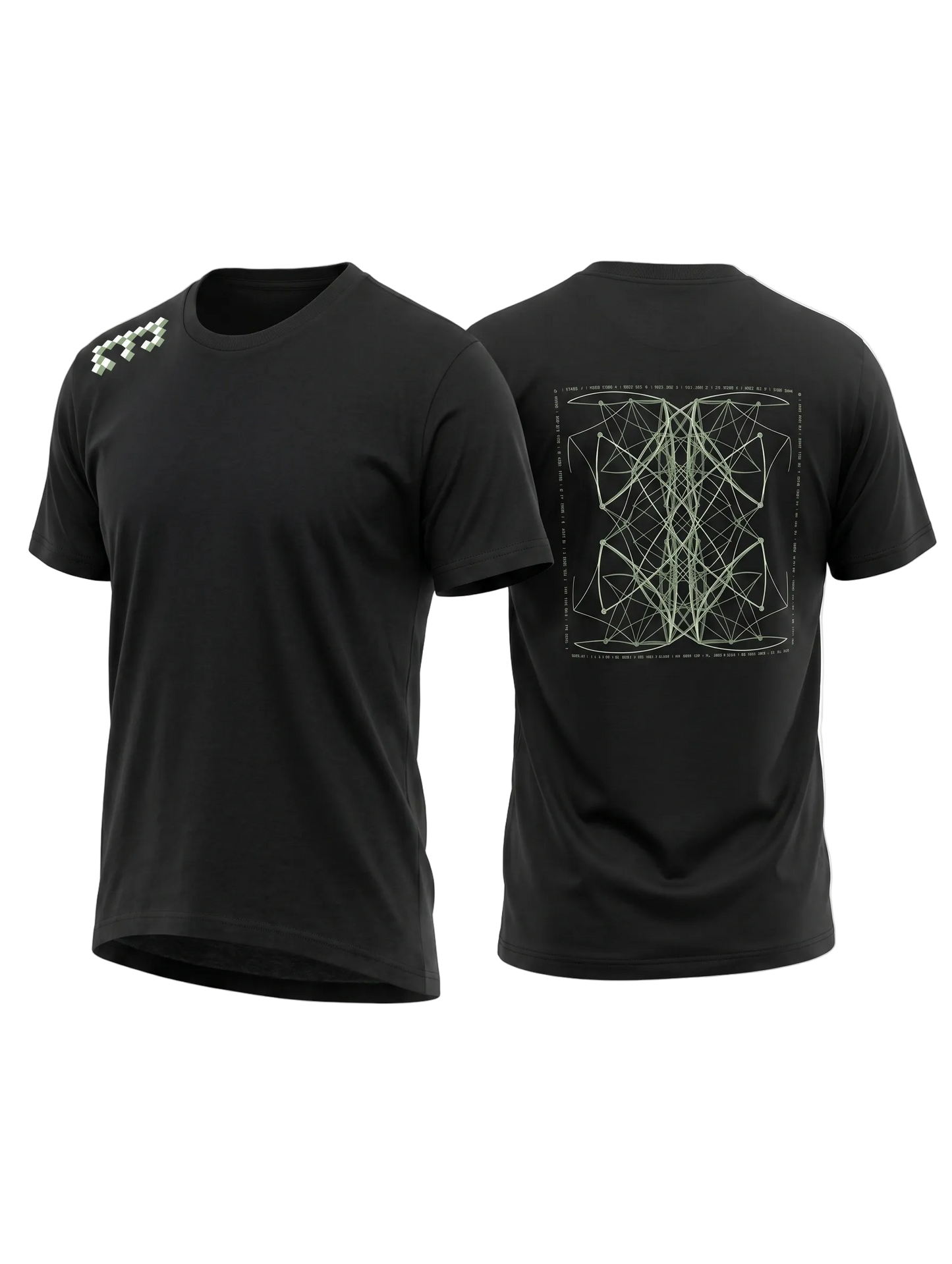 Signature first T Drop from world famous chess brand control the center. A black t shirt with ctc logo on the right shoulder and a mandala mad from the notation of the first modern chess game ever recorded. 
